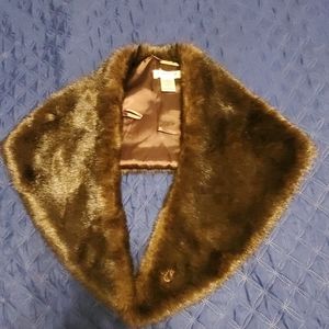 Issac Mizrahi faux brown fur stole